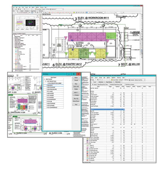 On-Screen Takeoff - Elevation - Areas - Tab with Rooms and Data