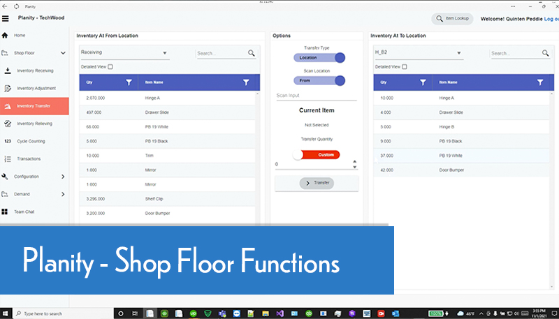 Planity Shop Floor Functions