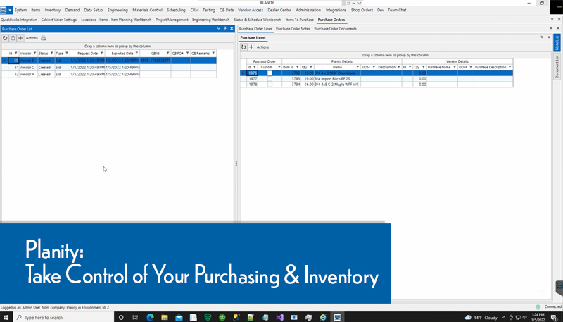 Purchasing and Inventory Woodworking Solution